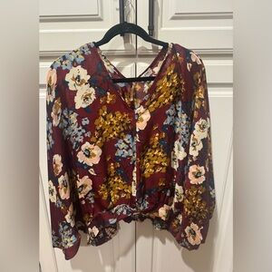 Umgee Burgundy Floral Blouse